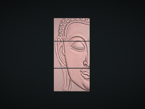 Buddha Head Wall Decor Model Cetak 3D