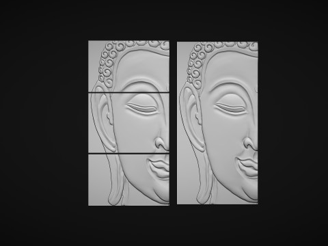 Buddha Head Wall Decor Model Cetak 3D