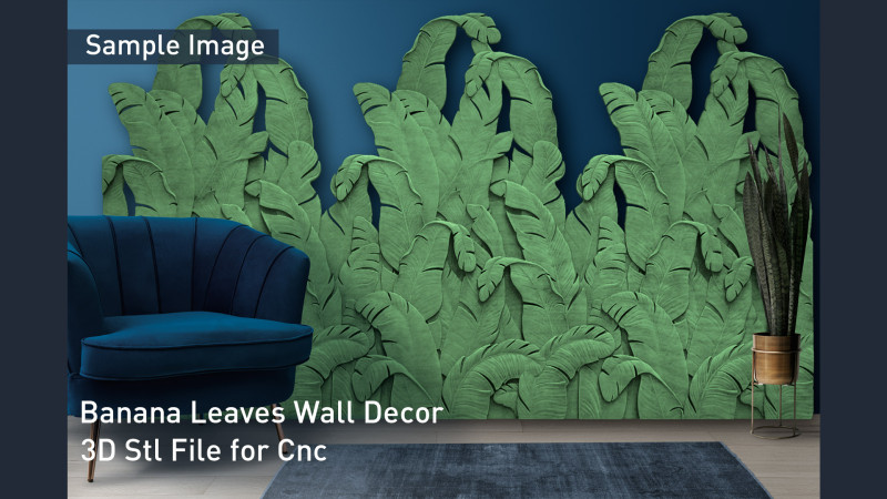 Banana Leaves Wall Decor for Cnc 3D Baskı Modeli .c4d .max .obj .3ds .fbx .stl .blend 