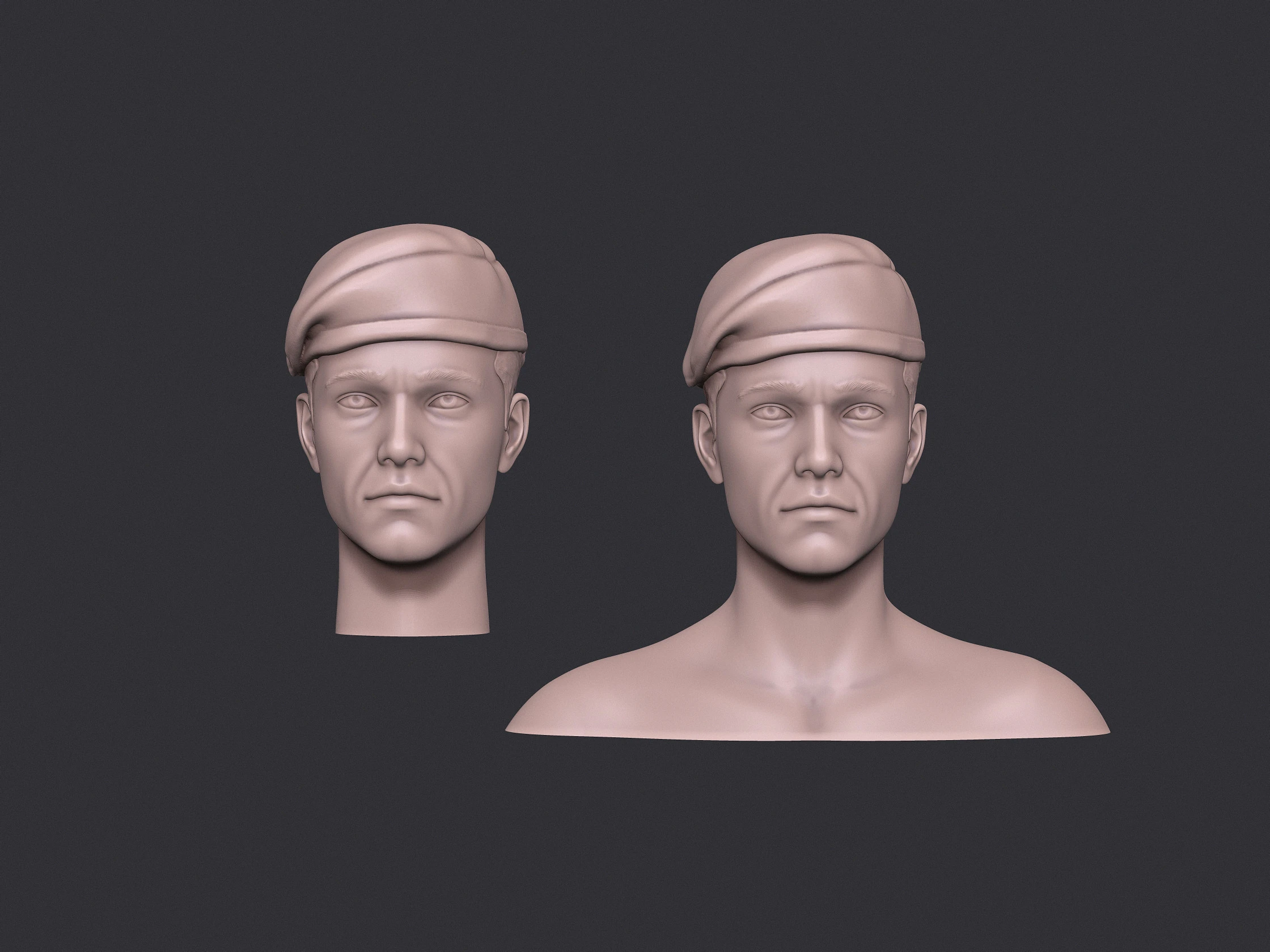 Soldier head and statue 3D Print Model .c4d .max .obj .3ds .fbx .stl .blend 