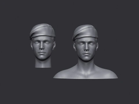 Soldier head and statue 3D Print Model