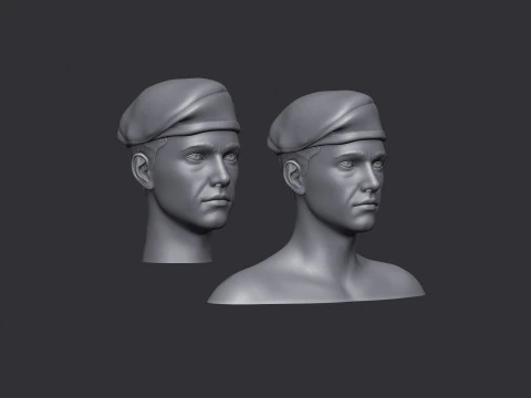 Soldier head and statue 3D Print Model