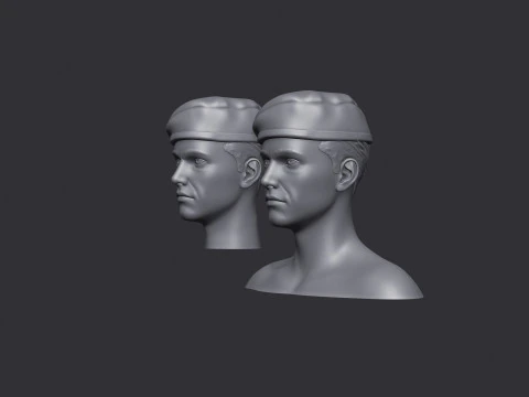 Soldier head and statue 3D Print Model