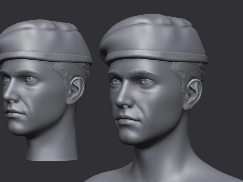 Soldier head and statue 3D Print Model