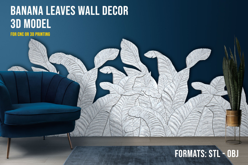 Banana Leaves Wall Decor 3D Print Model .c4d .max .obj .3ds .fbx .stl .blend 