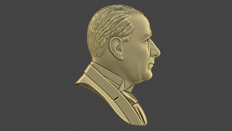 Gazi Mustafa Kemal Ataturk Bas Relief Model Cetak 3D .c4d .max .obj .3ds .fbx .stl .blend 