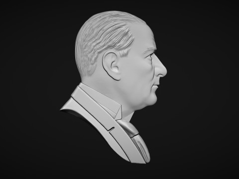 Gazi Mustafa Kemal Ataturk Bas Relief Model Cetak 3D
