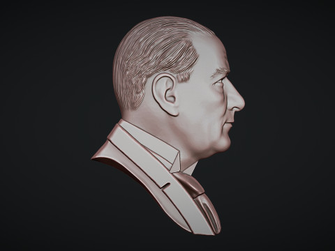 Gazi Mustafa Kemal Ataturk Bas Relief Model Cetak 3D