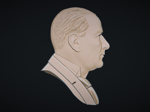 Gazi Mustafa Kemal Ataturk Bas Relief Model Cetak 3D