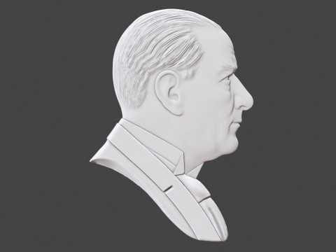 Gazi Mustafa Kemal Ataturk Bas Relief Model Cetak 3D
