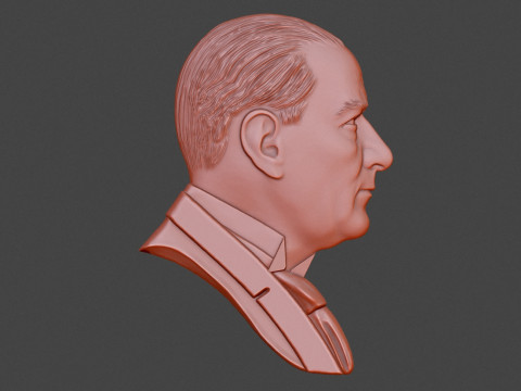 Gazi Mustafa Kemal Ataturk Bas Relief Model Cetak 3D