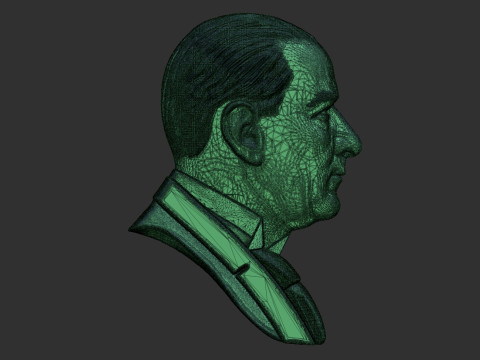 Gazi Mustafa Kemal Ataturk Bas Relief Model Cetak 3D