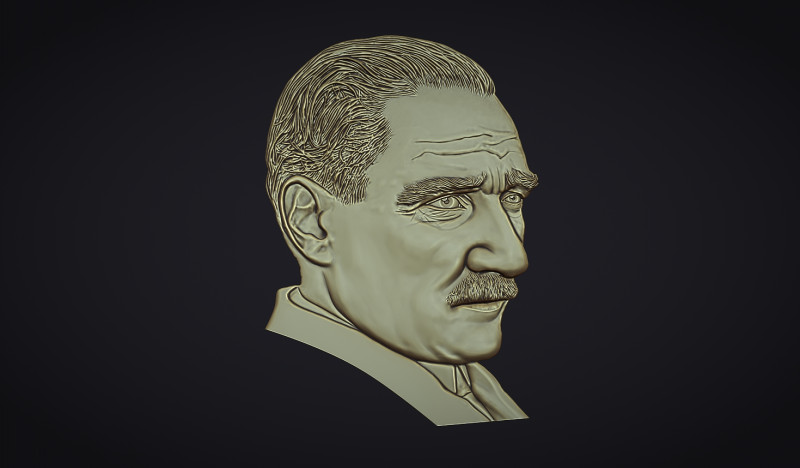 Gazi Mustafa Kemal Ataturk Bas Relief 3D Принт Модель .c4d .max .obj .3ds .fbx .stl .blend 