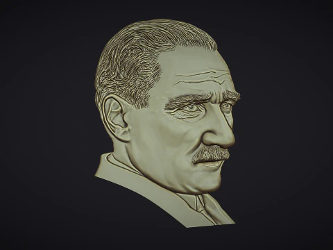 Gazi Mustafa Kemal Ataturk Bas Relief 3D Print Model
