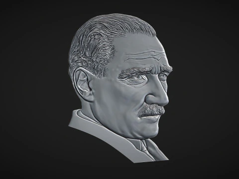 Gazi Mustafa Kemal Ataturk Bas Relief 3D Print Model