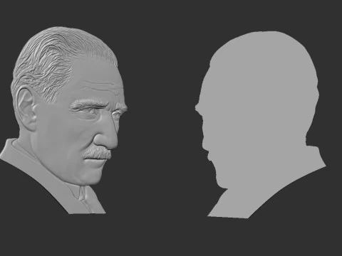 Gazi Mustafa Kemal Ataturk Bas Relief 3D Print Model