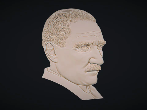 Gazi Mustafa Kemal Ataturk Bas Relief 3D Print Model