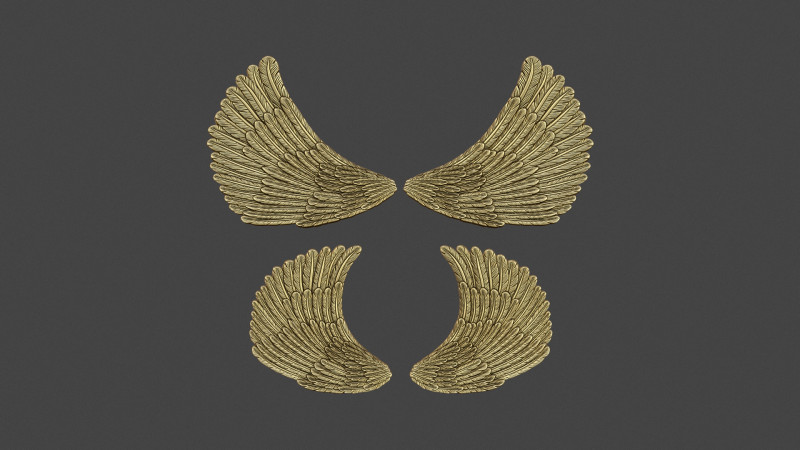 Angel Wings 3D 프린트 모델 .c4d .max .obj .3ds .fbx .stl .blend 