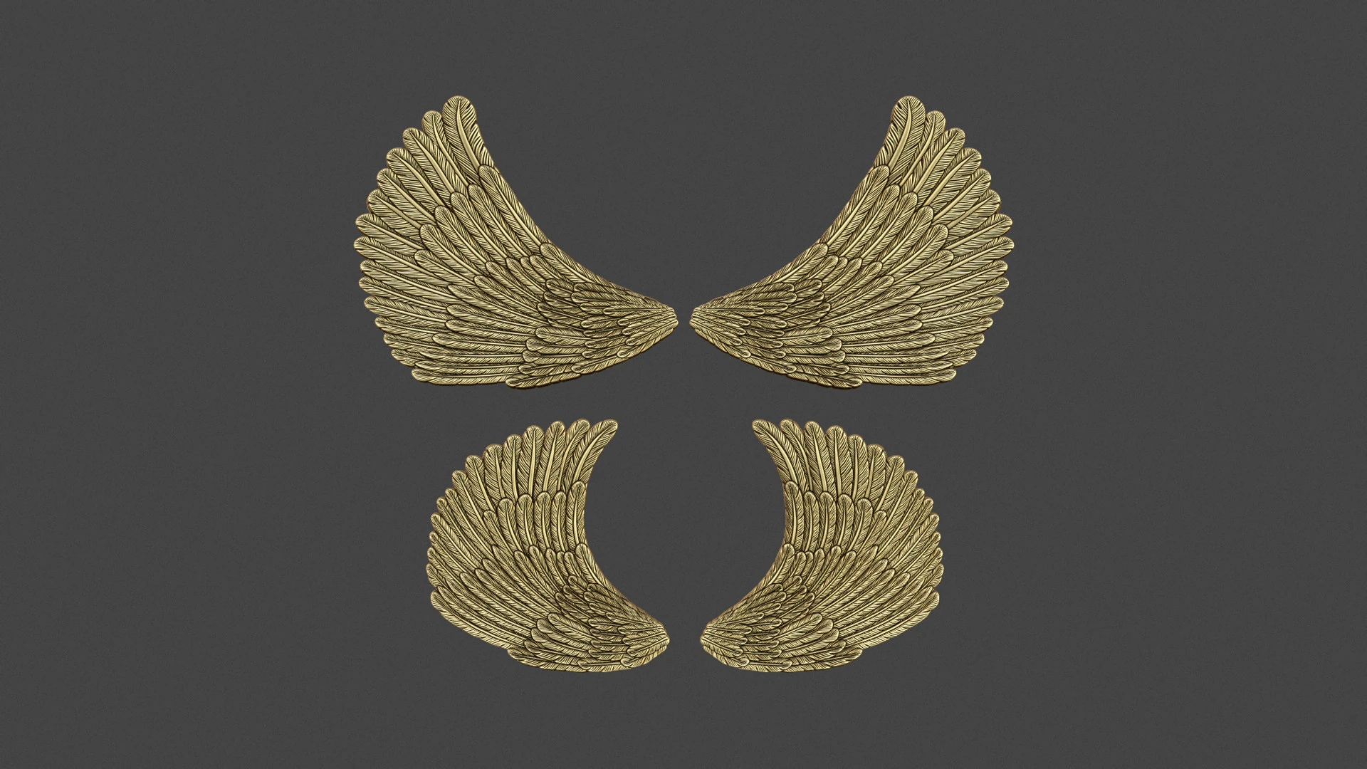Angel Wings 3D Print Model .c4d .max .obj .3ds .fbx .stl .blend 
