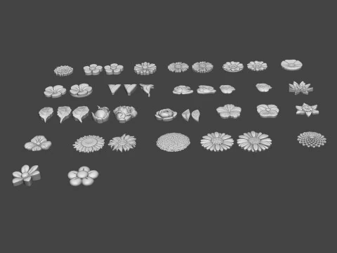 Garden Flowers Bas Relief Set 3D Print Model