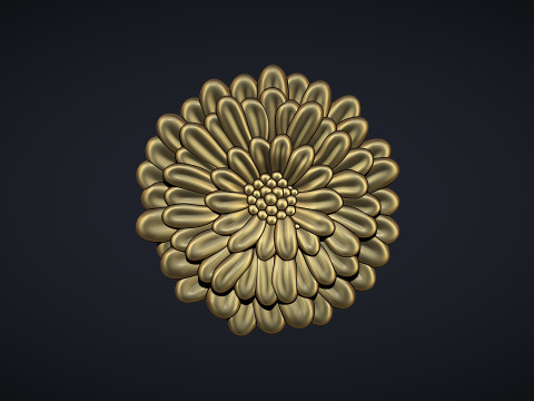 Zinnia Flower Bas Relief 3D प्रिंट मॉडल