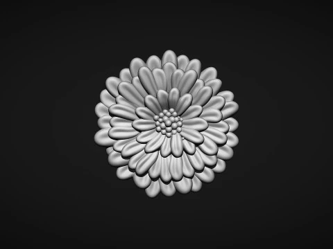 Zinnia Flower Bas Relief 3D Print Model