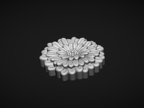Zinnia Flower Bas Relief Modelo de Impressão 3D