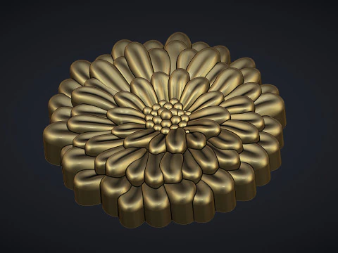 Zinnia Flower Bas Relief 3D Print Model