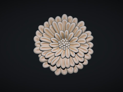 Zinnia Flower Bas Relief Modelo de Impressão 3D