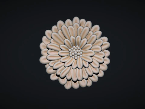 Zinnia Flower Bas Relief 3D Print Model