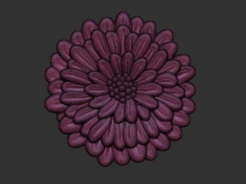 Zinnia Flower Bas Relief Modelo de Impressão 3D