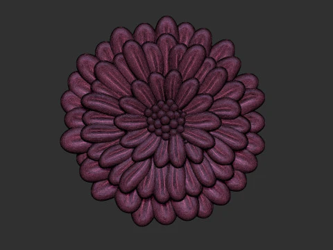 Zinnia Flower Bas Relief 3D Print Model