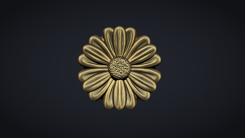 Feverfew Flower Bas Relief 3D Принт Модель .c4d .max .obj .3ds .fbx .stl .blend 