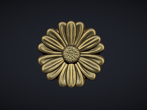 Feverfew Flower Bas Relief 3D प्रिंट मॉडल