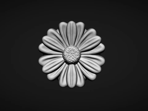 Feverfew Flower Bas Relief 3D Print Model