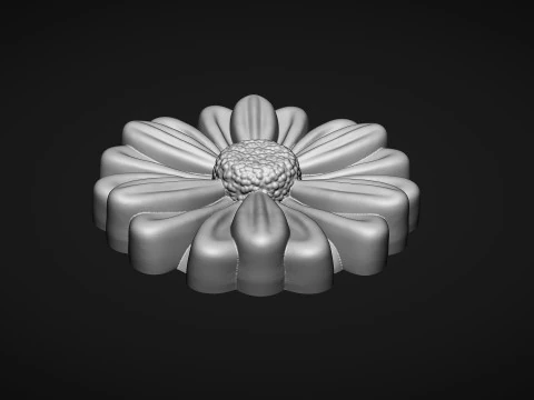 Feverfew Flower Bas Relief 3D Print Model