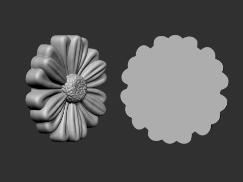 Feverfew Flower Bas Relief 3D Print Model