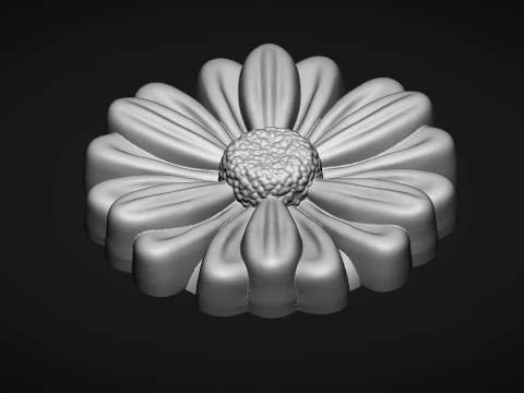 Feverfew Flower Bas Relief 3D Print Model