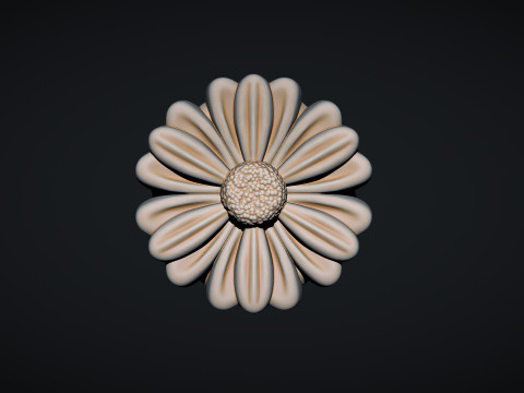 Feverfew Flower Bas Relief 3D Принт Модель