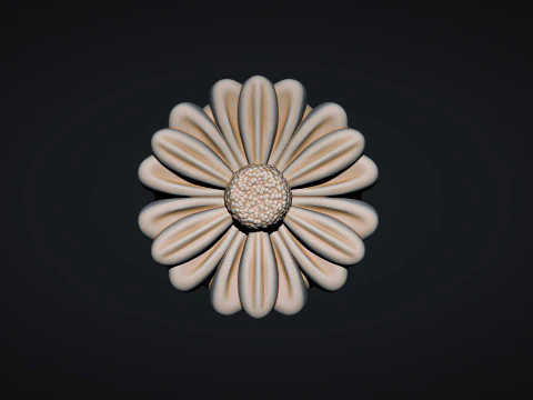 Feverfew Flower Bas Relief 3D Print Model