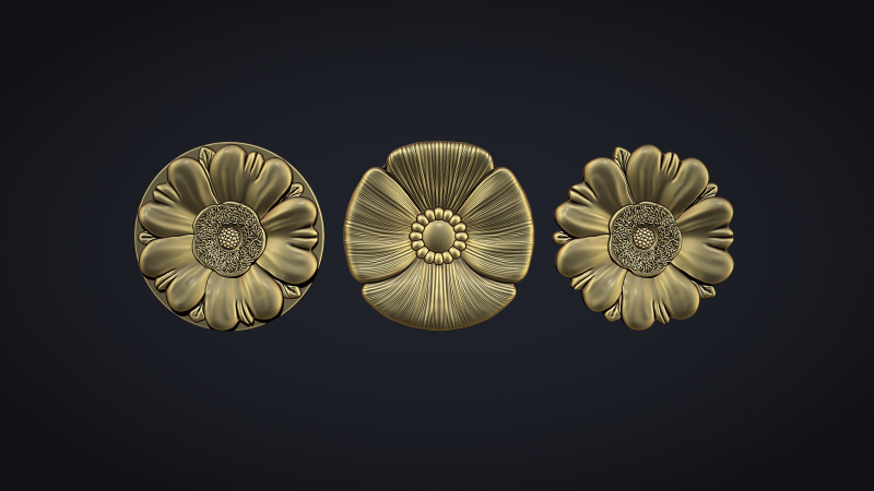 Poppy Flower Bas Relief Model do druku 3D .c4d .max .obj .3ds .fbx .stl .blend 