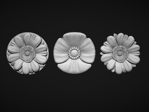 Poppy Flower Bas Relief Model do druku 3D