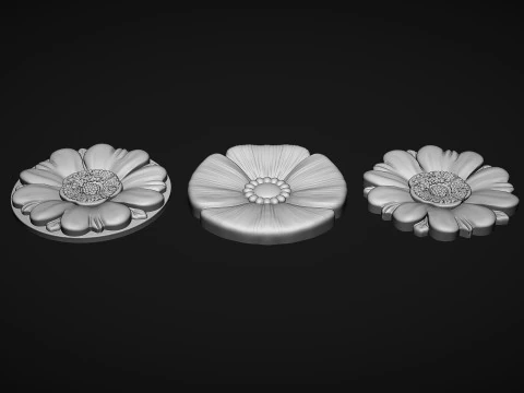 Poppy Flower Bas Relief 3D Print Model