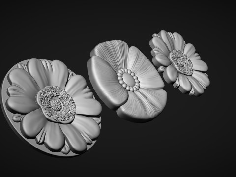 Poppy Flower Bas Relief Model do druku 3D