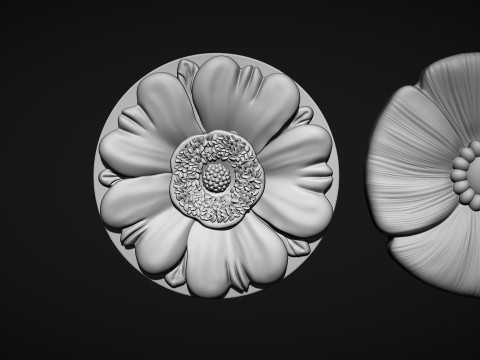 Poppy Flower Bas Relief Model do druku 3D