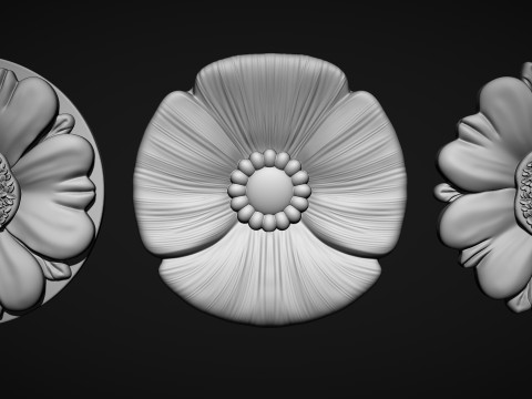 Poppy Flower Bas Relief Model do druku 3D