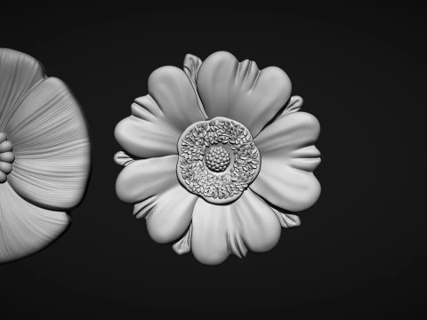 Poppy Flower Bas Relief 3D Print Model