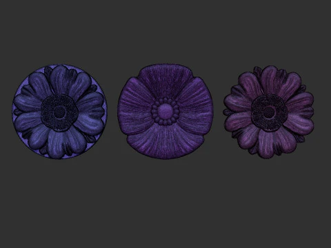 Poppy Flower Bas Relief 3D Print Model