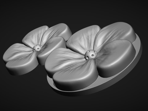 White Plumeria Flower Bas Relief 3D प्रिंट मॉडल