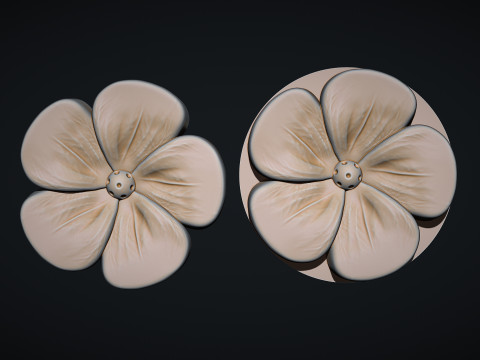White Plumeria Flower Bas Relief 3D प्रिंट मॉडल